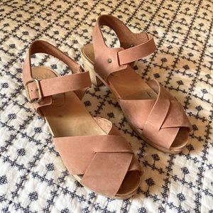 Bryr Emma Cross Toe Mid Heel Clog Sandals